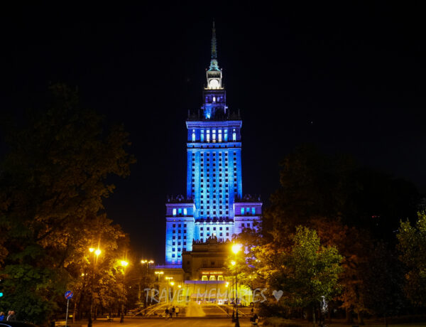 Warszawa, Pałac Kultury i Nauki nocą