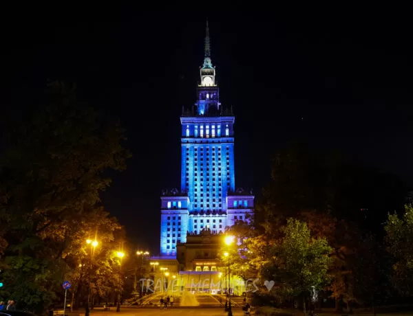 Warszawa, Pałac Kultury i Nauki nocą