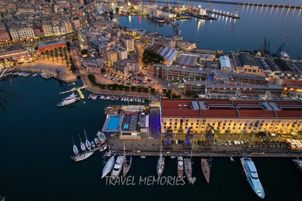 Genua, Włochy z drona, widok na port