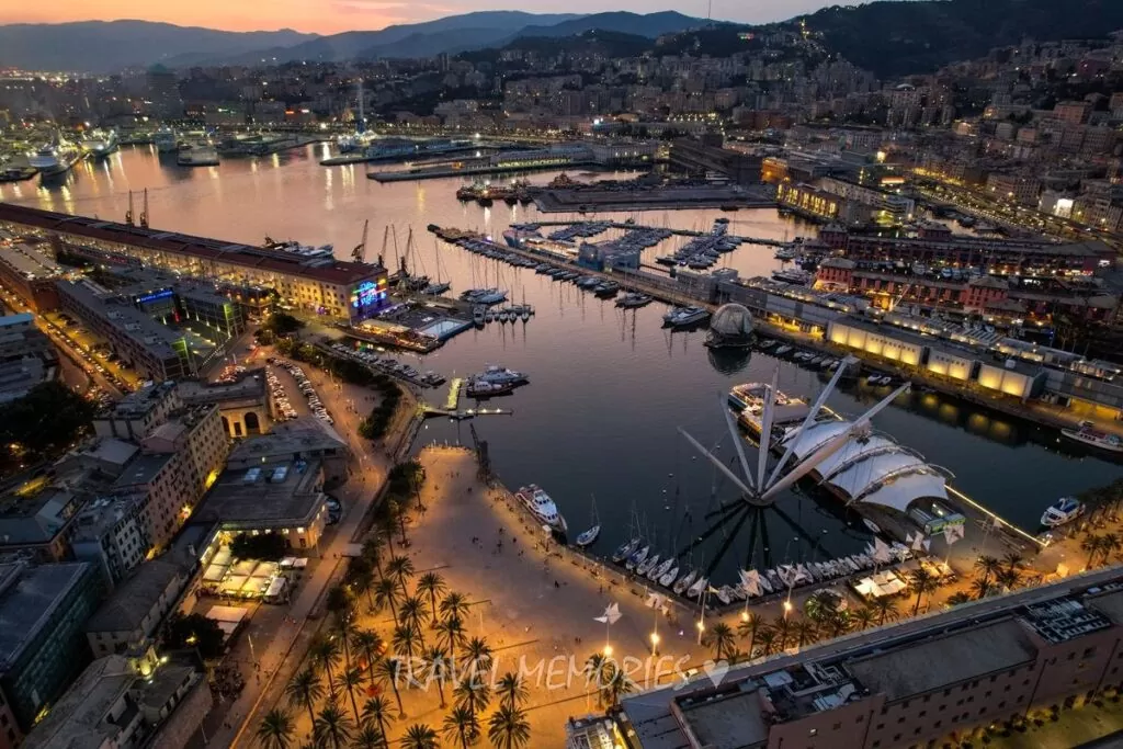 Genua, Włochy z drona, widok na port