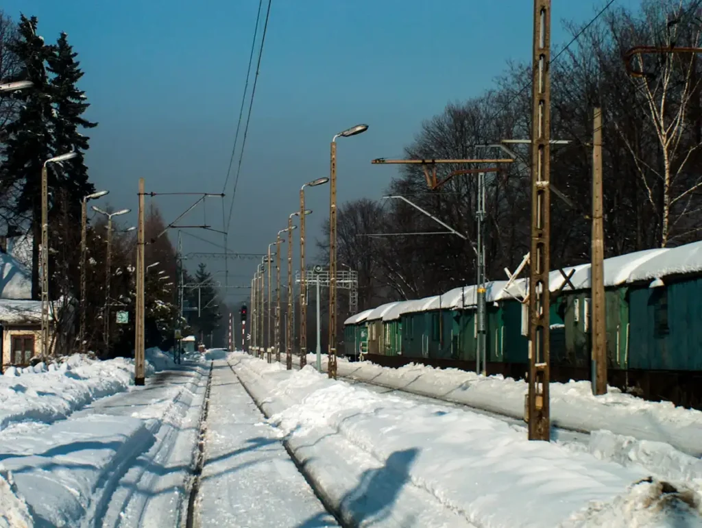 Ustroń Polana stacja kolejowa zimą